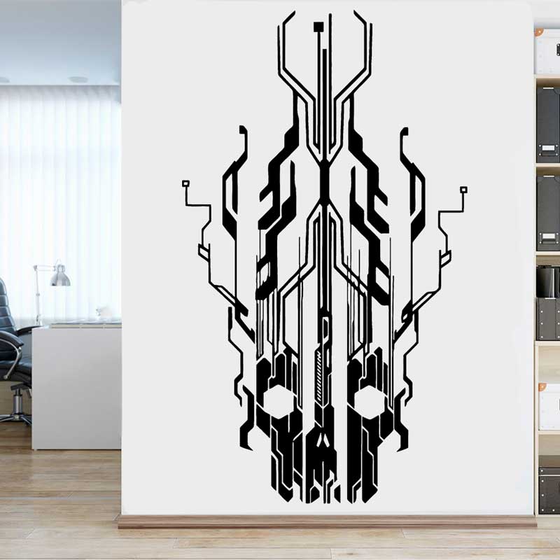 Office Tech Furniture - Chip Circuit Tech Skull Winylowa naklejka