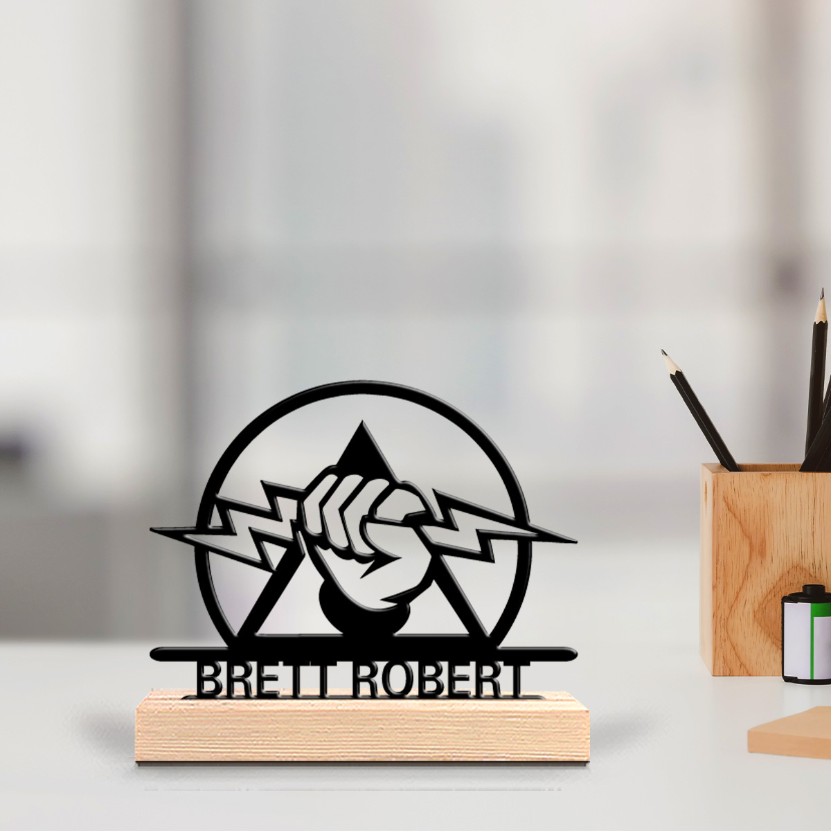 Office Tech For Men - Personalizowana metalowa tabliczka na biurko dla