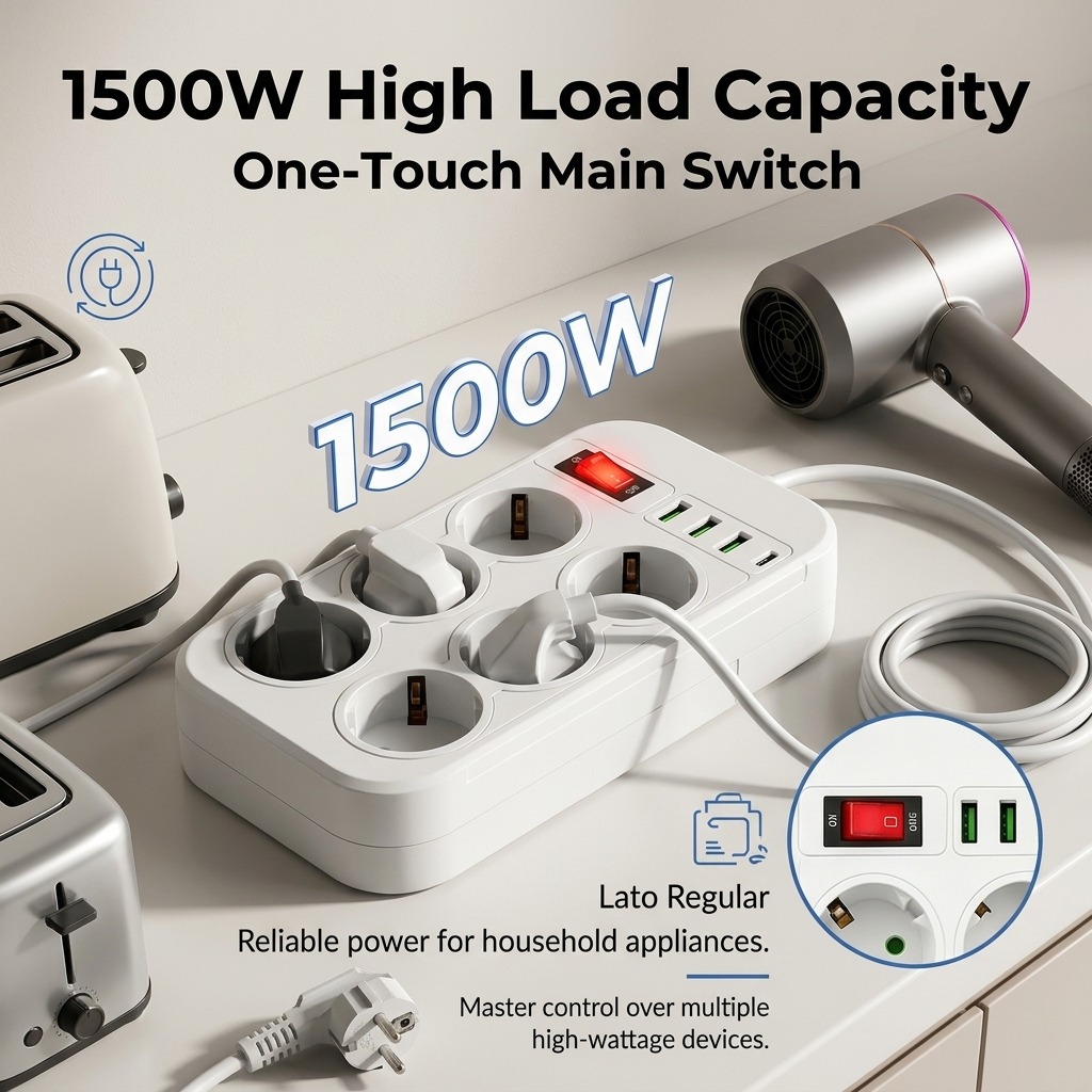 Listwa zasilająca 1500W EU, 6  – Office Technician recenzja i cena